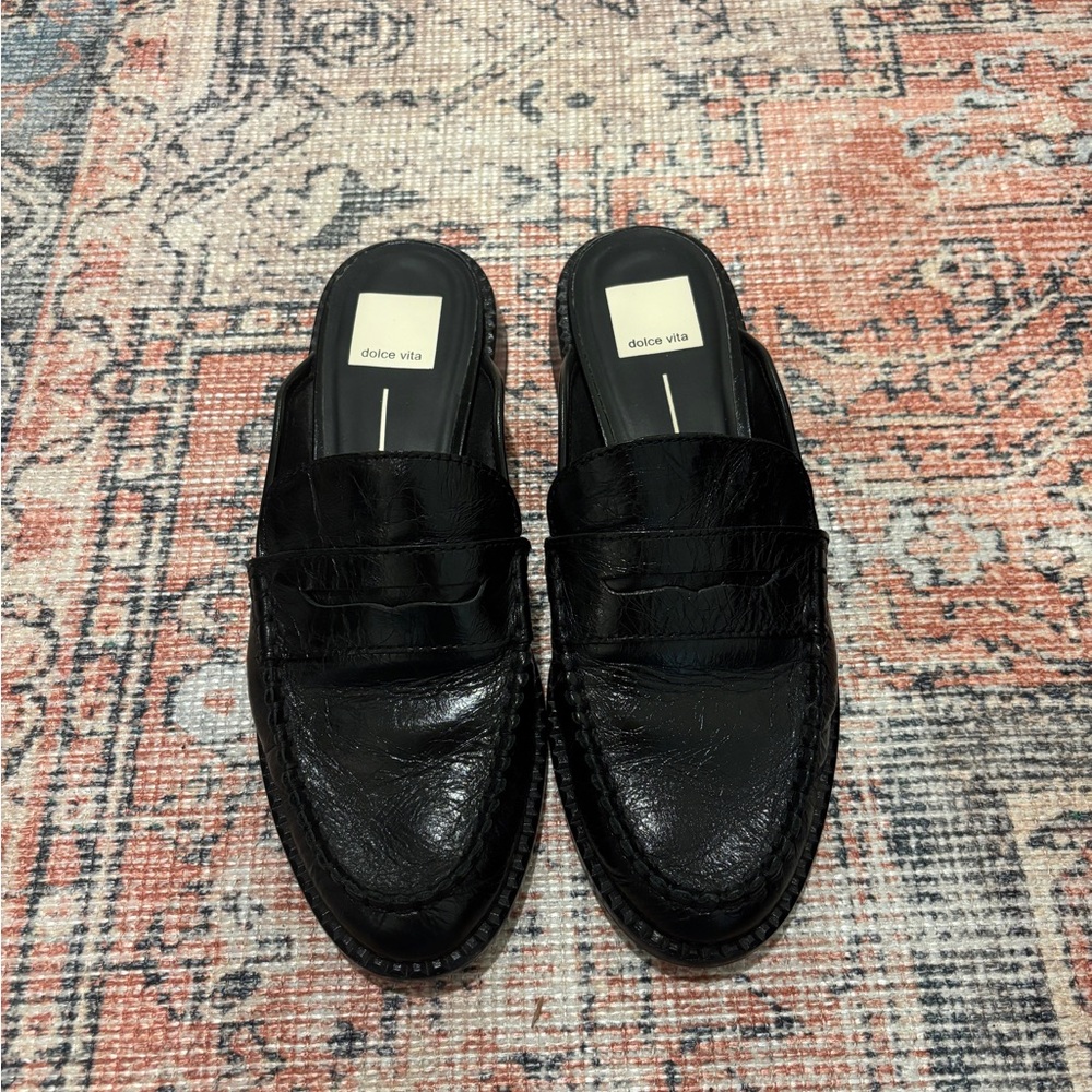 Dolce Vita Black Leather Slip-On Loafers